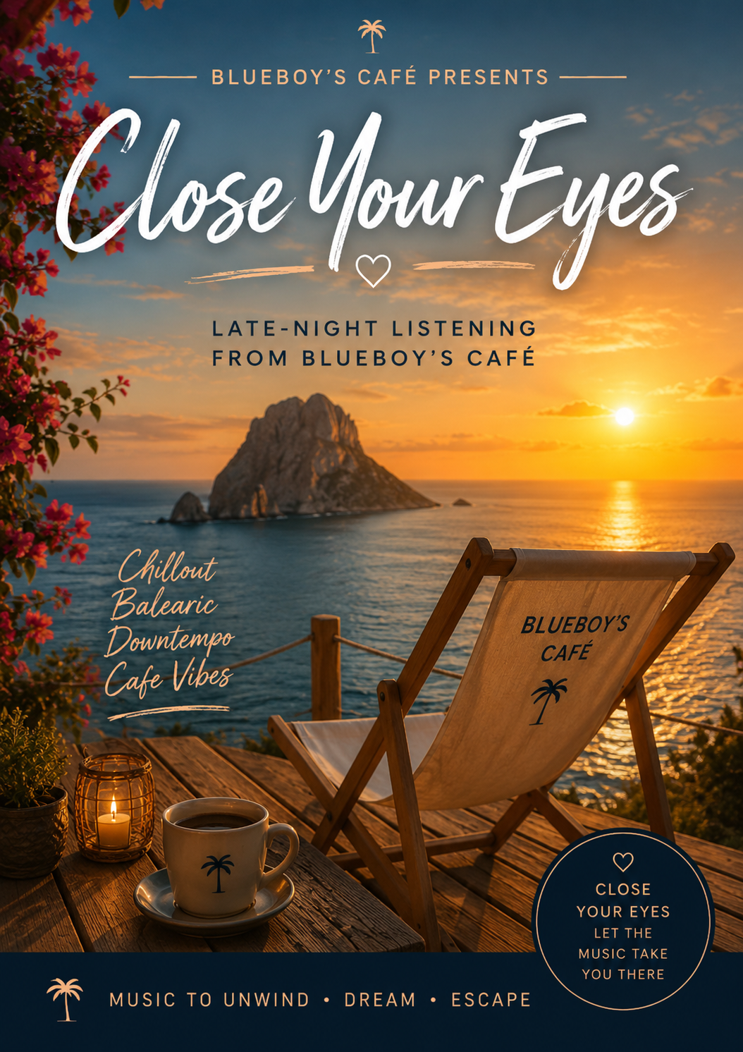 Close Your Eyes 5 sea deckchair Es Vedra artwork